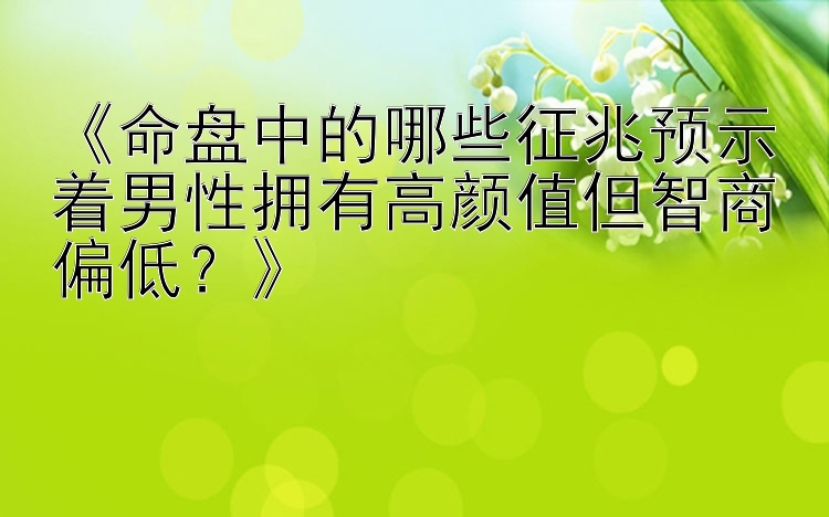 《命盘中的哪些征兆预示着男性拥有高颜值但智商偏低？》