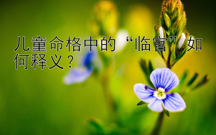 儿童命格中的“临官”如何释义？