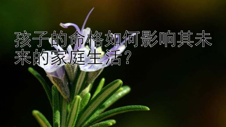 孩子的命格如何影响其未来的家庭生活？