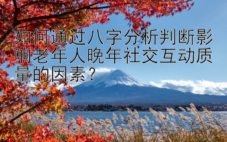 如何通过八字分析判断影响老年人晚年社交互动质量的因素？