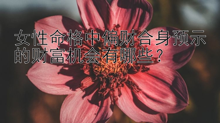 女性命格中偏财合身预示的财富机会有哪些？