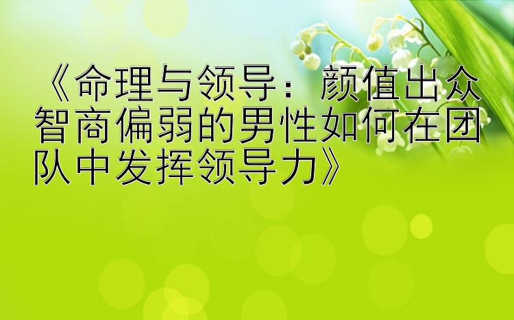 《命理与领导：颜值出众智商偏弱的男性如何在团队中发挥领导力》