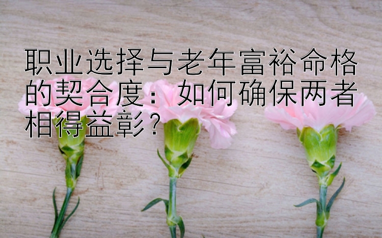 职业选择与老年富裕命格的契合度：如何确保两者相得益彰？