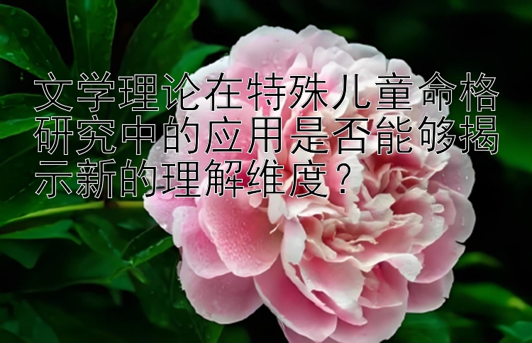 文学理论在特殊儿童命格研究中的应用是否能够揭示新的理解维度？